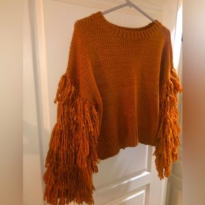 Fashion Nova copper fringe sweater; Medium